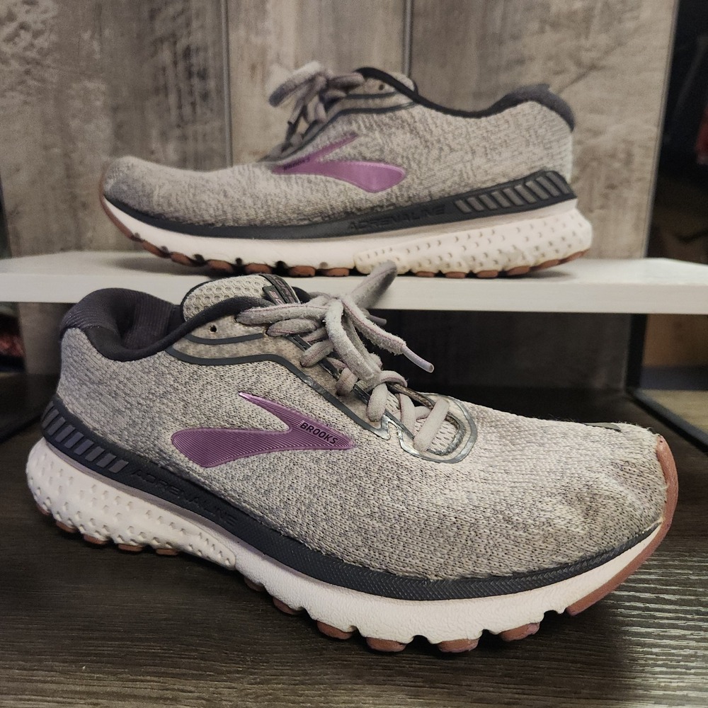 Brooks Adrenaline GTS 20 Women's Grey Purple Road Running Shoes Size 8 Medium B